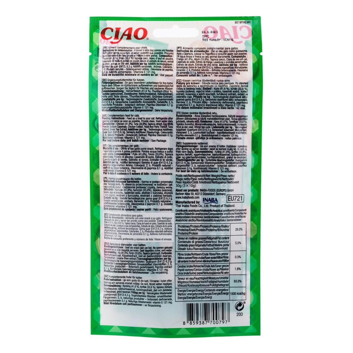Snack for Cats Inaba Churu Bites Kylling Laksefarget Tunfisk Fisk